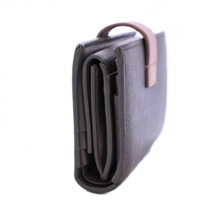 Celine Medium Strap Wallet Bifold Wallet Leather Gray KH - OH