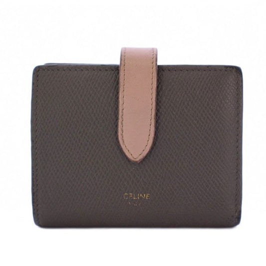 Celine Medium Strap Wallet Bifold Wallet Leather Gray KH - OH