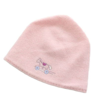 Hermes Adada Knit Hat Knit Cap Beanie Hat Logo Embroidery Cashmere Pink An2 - OH
