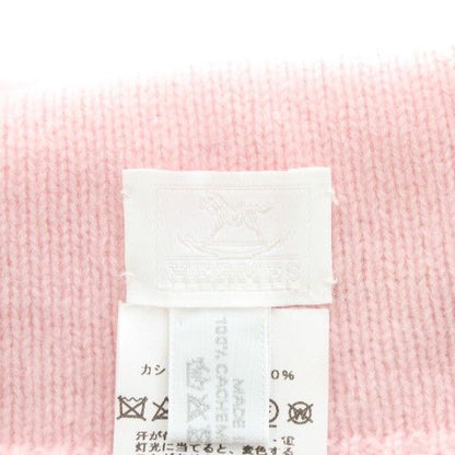 Hermes Adada Knit Hat Knit Cap Beanie Hat Logo Embroidery Cashmere Pink An2 - OH