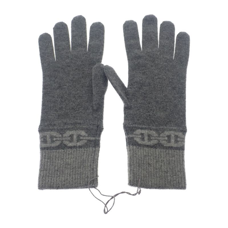 Hermes Heaven Gloves M G g1 S Cashmere Polyurethane Charbon Gray