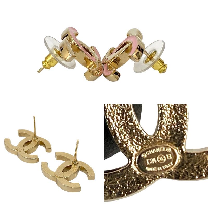 Chanel Coco Mark Motif Logo GP Earrings Accessories 24IB