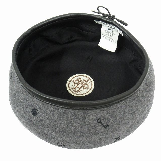 Hermes "saint-Honore" Saint-Honore Cashmere Beret Hat Cap Chaine