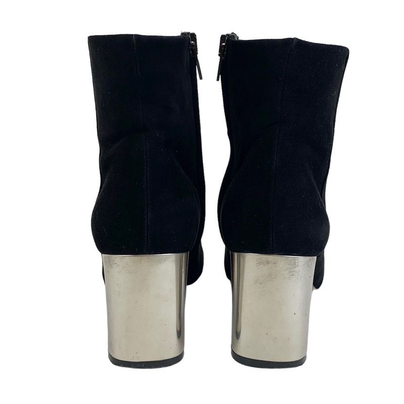 Celine Boots Short Boots Shoes Suede Black Silver Bang Metal Heel