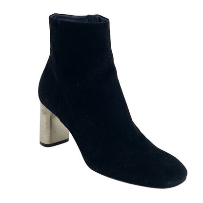 Celine Boots Short Boots Shoes Suede Black Silver Bang Metal Heel