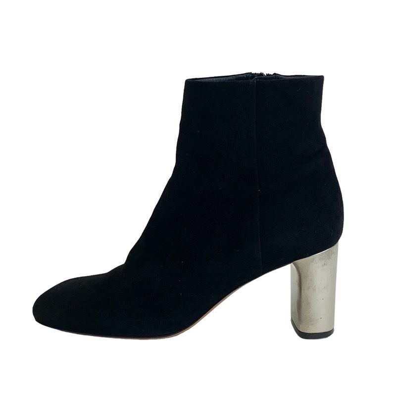 Celine Boots Short Boots Shoes Suede Black Silver Bang Metal Heel