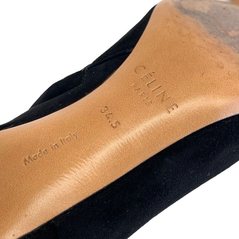 Celine Boots Short Boots Shoes Suede Black Silver Bang Metal Heel