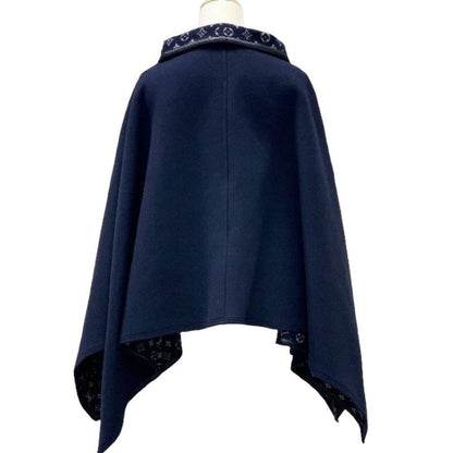 Louis Vuitton Monogram Cape Coat Poncho Outerwear Reversible Wool Navy