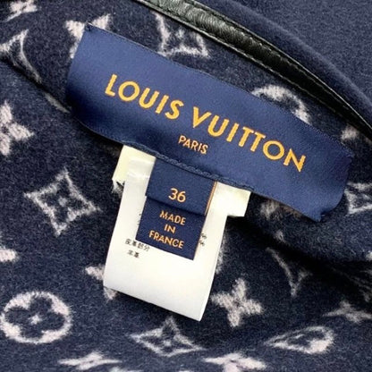 Louis Vuitton Monogram Cape Coat Poncho Outerwear Reversible Wool Navy