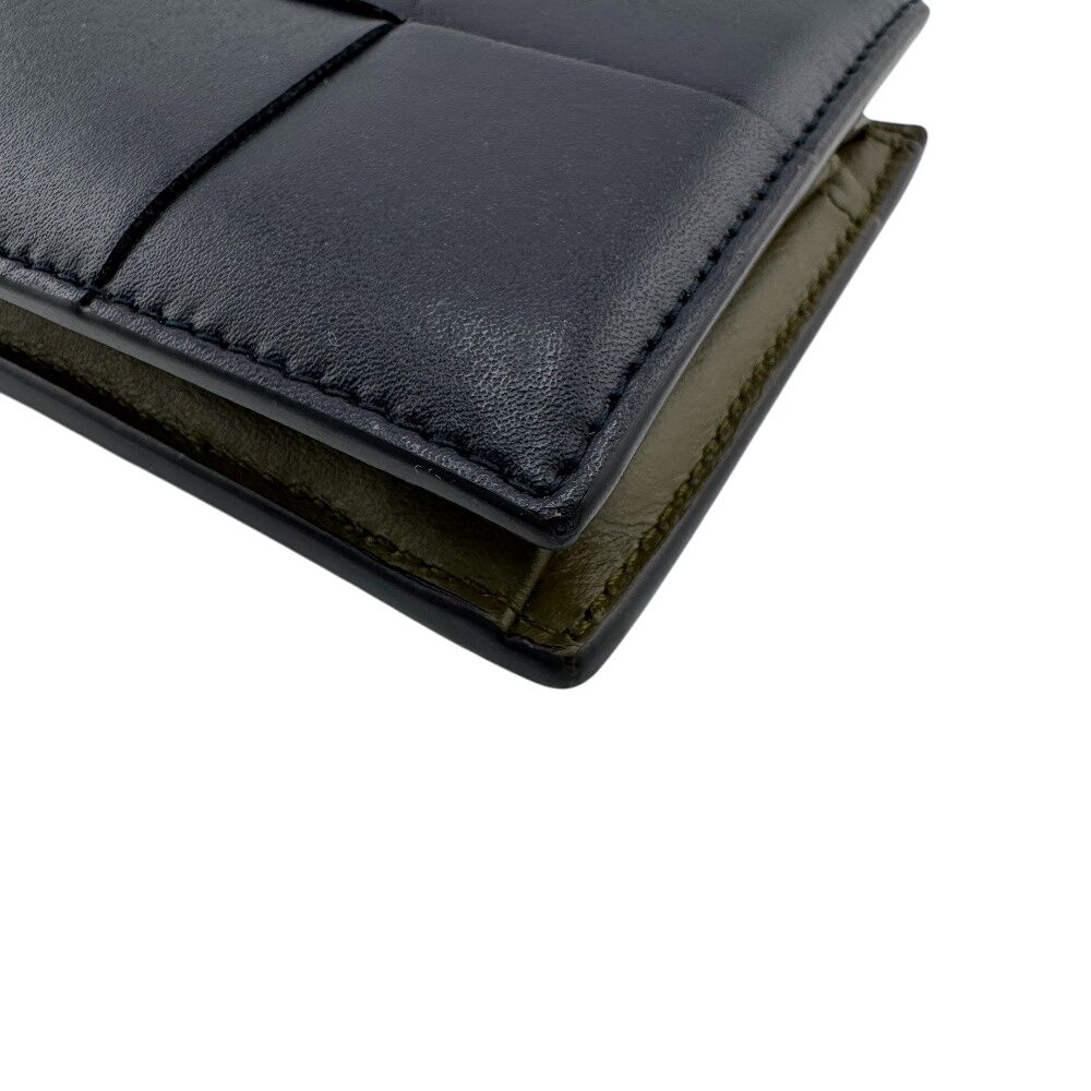 Bottega Veneta Compact Wallet Cassette Bifold Wallet Navy Unisex