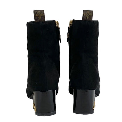 Louis Vuitton Boots Short Boots Shoes Suede Black Ankle Boots Monogram Studs