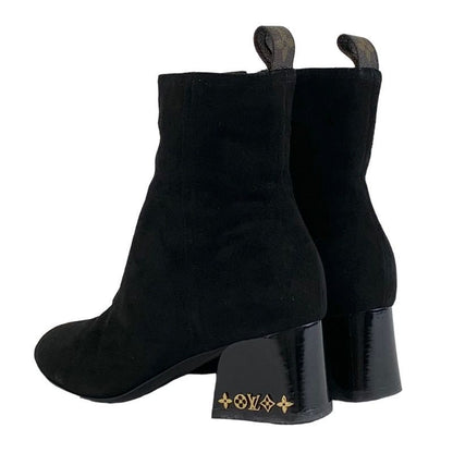 Louis Vuitton Boots Short Boots Shoes Suede Black Ankle Boots Monogram Studs