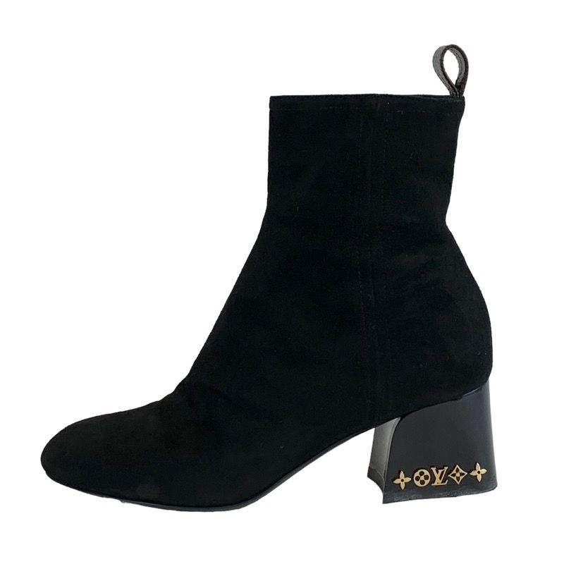 Louis Vuitton Boots Short Boots Shoes Suede Black Ankle Boots Monogram Studs