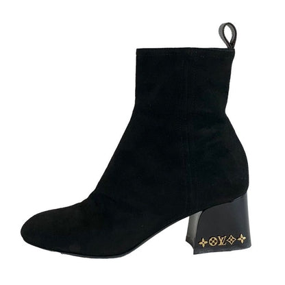 Louis Vuitton Boots Short Boots Shoes Suede Black Ankle Boots Monogram Studs