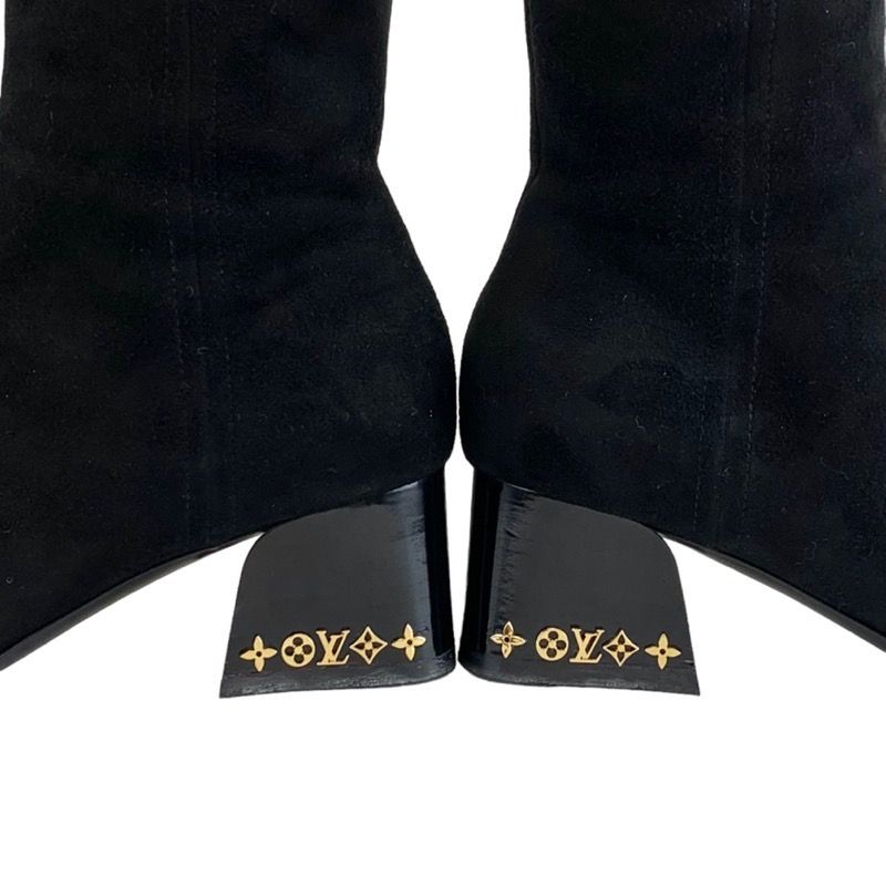 Louis Vuitton Boots Short Boots Shoes Suede Black Ankle Boots Monogram Studs