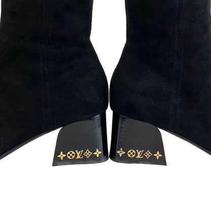 Louis Vuitton Boots Short Boots Shoes Suede Black Ankle Boots Monogram Studs
