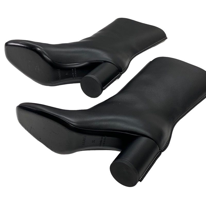 Hermes Defile Boots Short Boots Shoes Leather Black Stitching