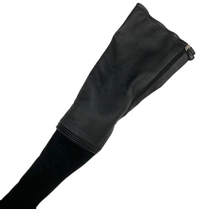 Chanel Boots Long Boots Shoes Leather Suede Black Thigh High Boots Knee High