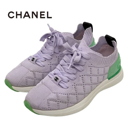 Chanel Sneakers Shoes Fabric Light Purple Socks Sneakers Logo Here Mark Knit