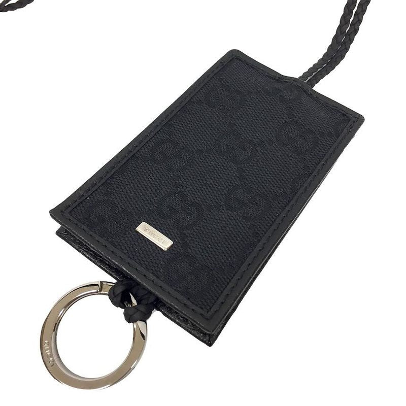 Sale Gucci GG Canvas Clochette Necklace Key Ring Key Holder Charm Black