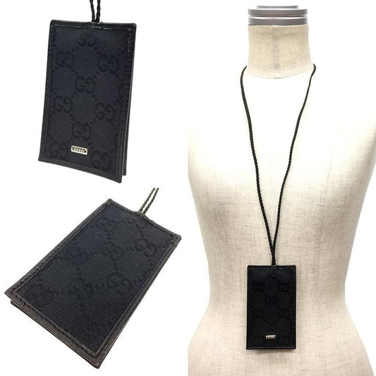 Sale Gucci GG Canvas Clochette Necklace Key Ring Key Holder Charm Black