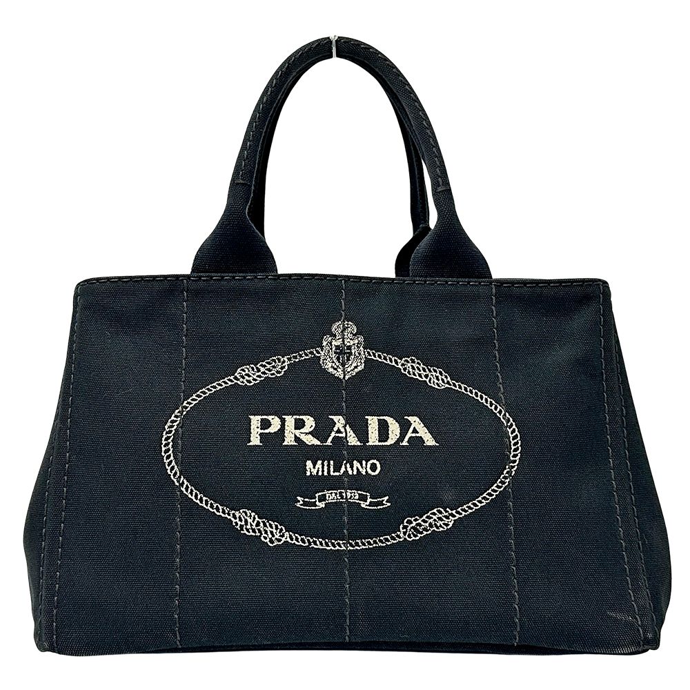 Prada Bag Ladies Brand Tote Bag Handbag Canapa Canvas Black Bn1877 Black Large