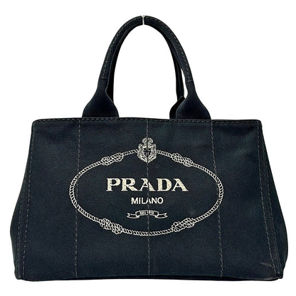Prada Bag Ladies Brand Tote Bag Handbag Canapa Canvas Black Bn1877 Black Large