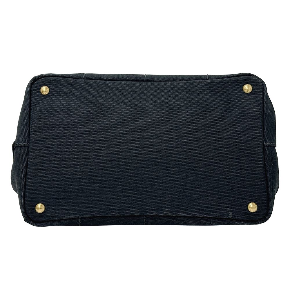 Prada Bag Ladies Brand Tote Bag Handbag Canapa Canvas Black Bn1877 Black Large