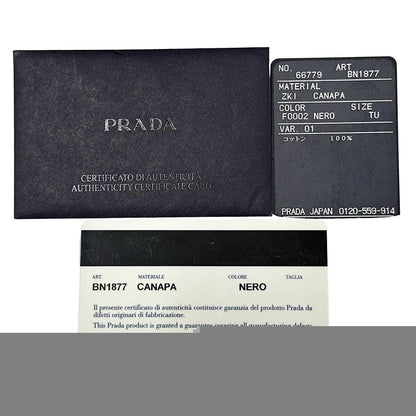 Prada Bag Ladies Brand Tote Bag Handbag Canapa Canvas Black Bn1877 Black Large