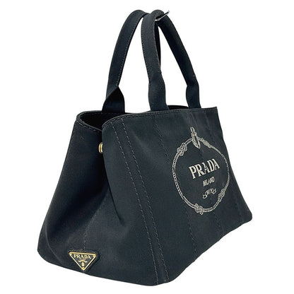 Prada Bag Ladies Brand Tote Bag Handbag Canapa Canvas Black Bn1877 Black Large