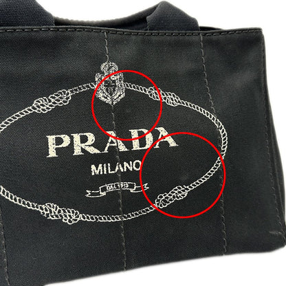 Prada Bag Ladies Brand Tote Bag Handbag Canapa Canvas Black Bn1877 Black Large