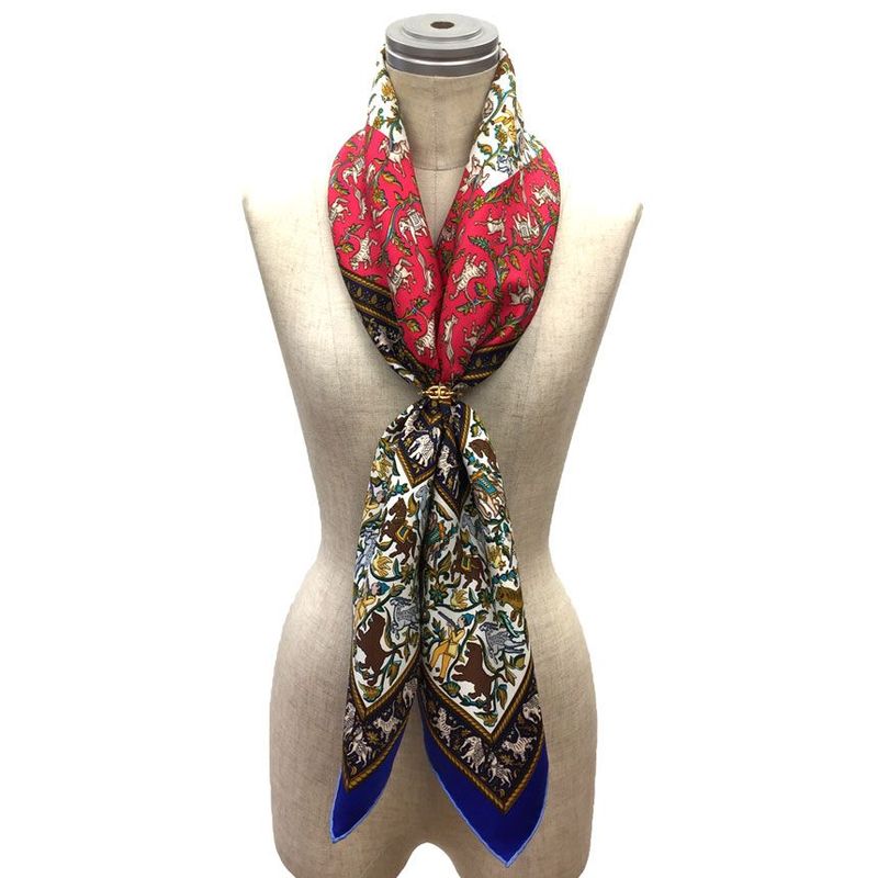 Sale Item Rare Hermes Scarf Kare90 Chasse En Inde Indian Hunting 100% Silk Red