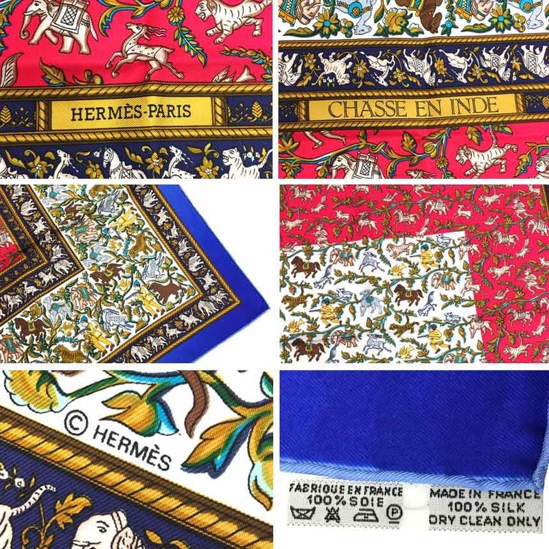 Sale Item Rare Hermes Scarf Kare90 Chasse En Inde Indian Hunting 100% Silk Red