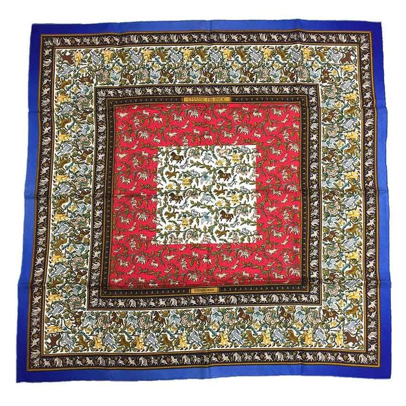 Sale Item Rare Hermes Scarf Kare90 Chasse En Inde Indian Hunting 100% Silk Red