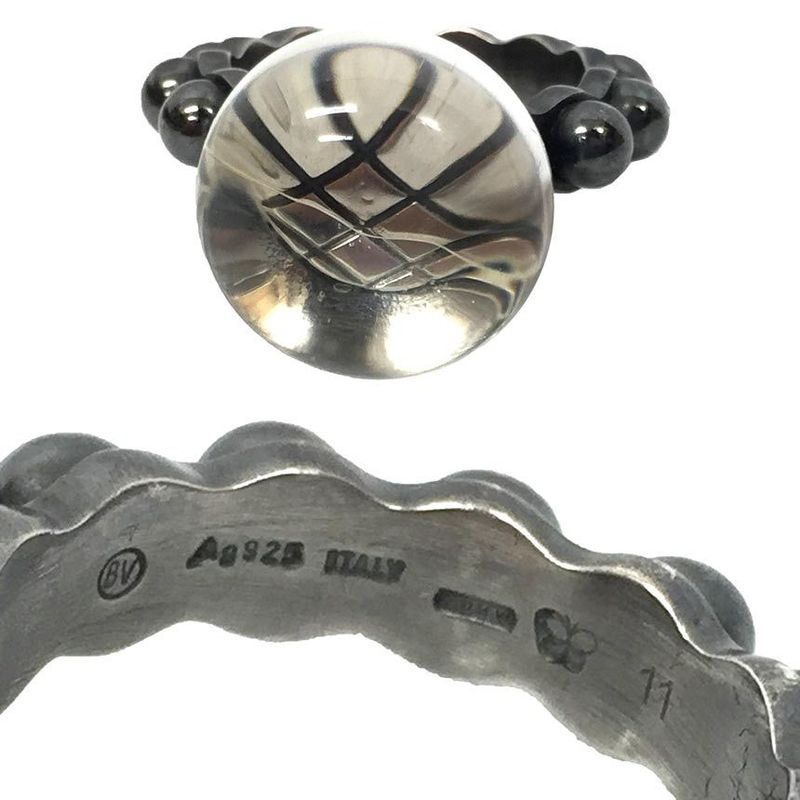 Sale Bottega Veneta Silver Ring 11 Clear Stone Aq7951