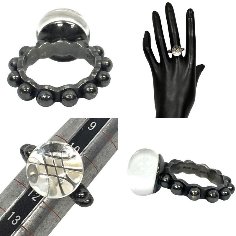 Sale Bottega Veneta Silver Ring 11 Clear Stone Aq7951