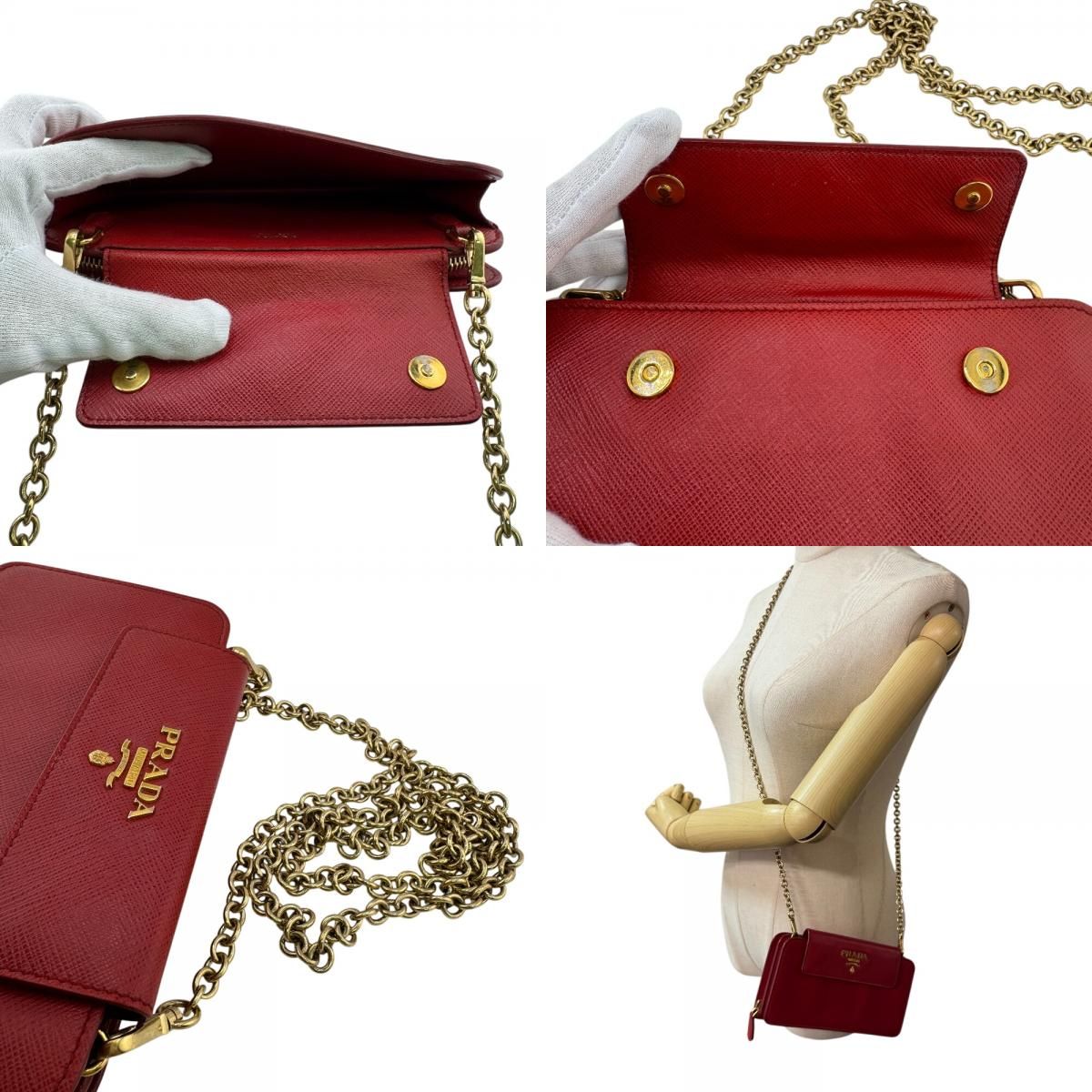 Prada Chain Wallet Chain Red Ladies