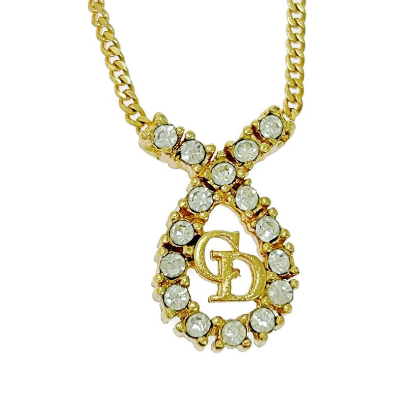 Christian Dior GP Rhinestone CD Logo Necklace Gold 513829 Necklace