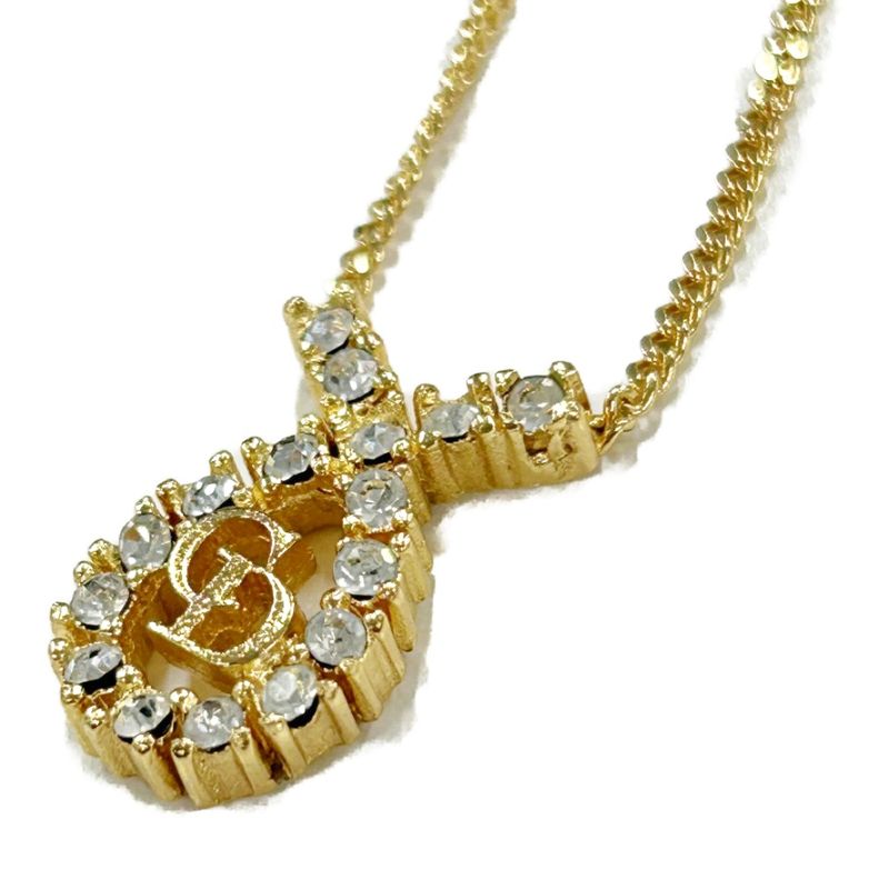 Christian Dior GP Rhinestone CD Logo Necklace Gold 513829 Necklace