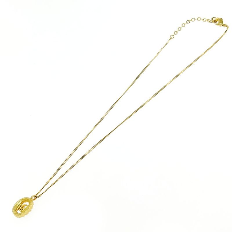 Christian Dior GP Rhinestone Dior Logo Oval Necklace Gold 515731 Necklace