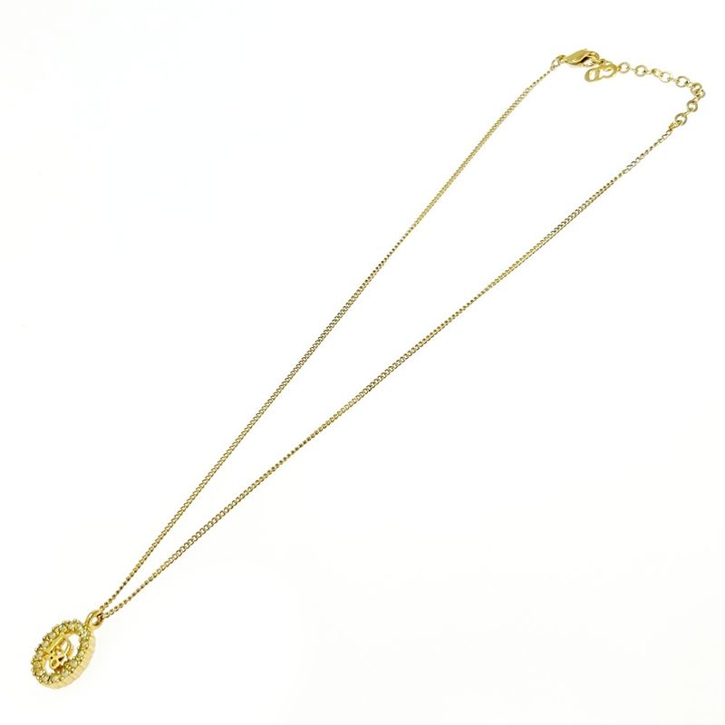 Christian Dior GP Rhinestone Dior Logo Oval Necklace Gold 515731 Necklace