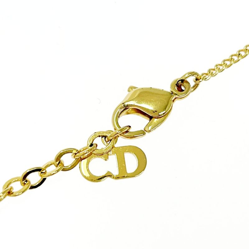 Christian Dior GP Rhinestone Dior Logo Oval Necklace Gold 515731 Necklace