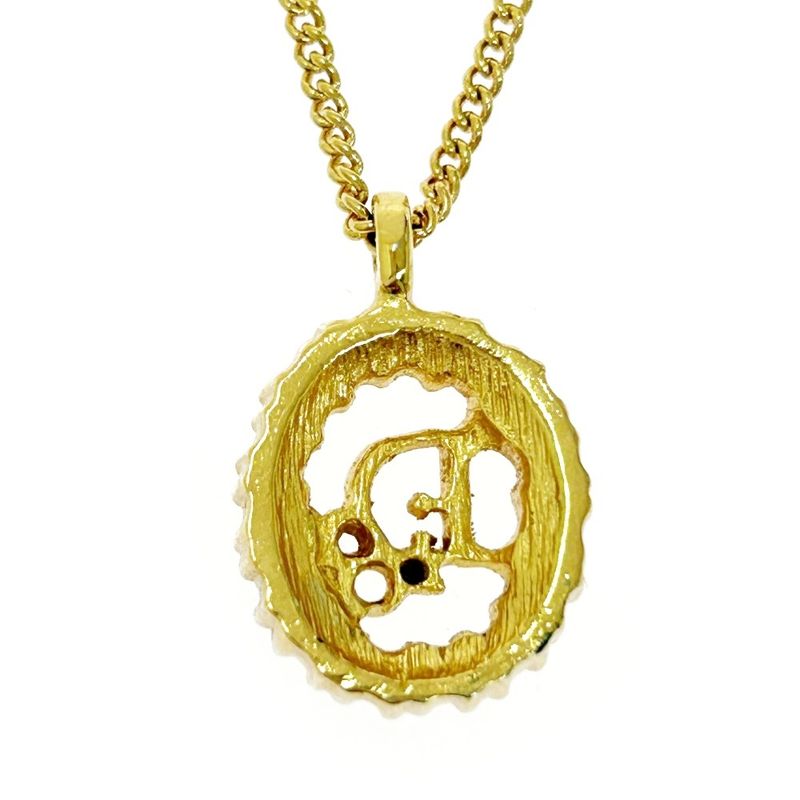 Christian Dior GP Rhinestone Dior Logo Oval Necklace Gold 515731 Necklace