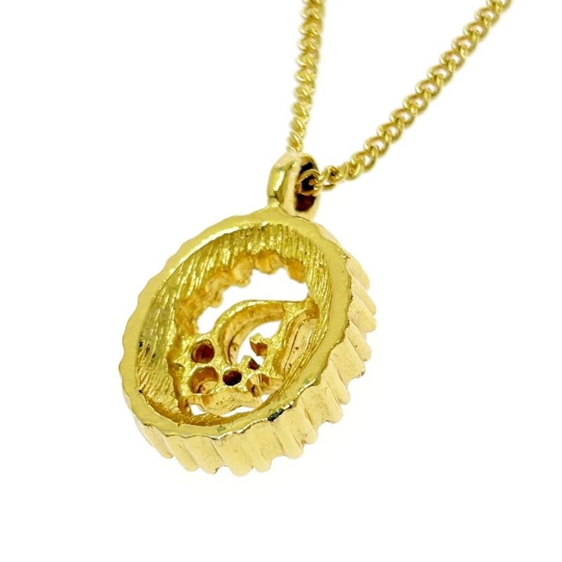 Christian Dior GP Rhinestone Dior Logo Oval Necklace Gold 515731 Necklace