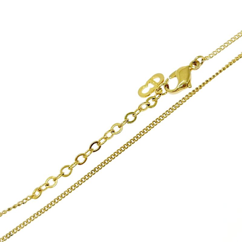 Christian Dior GP Rhinestone Dior Logo Oval Necklace Gold 515731 Necklace