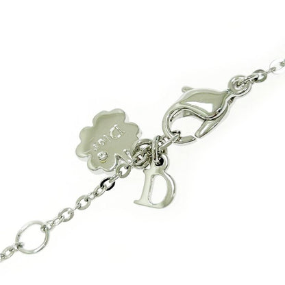 Christian DIOR Metal Rhinestone Dior Logo Heart Necklace Silver 511460 Necklace