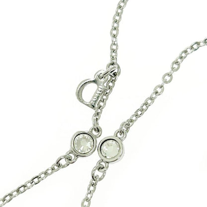 Christian DIOR Metal Rhinestone Dior Logo Heart Necklace Silver 511460 Necklace
