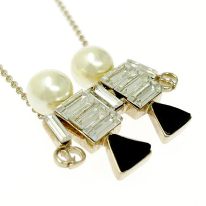 Christian Dior GP Stone Fake Pearl TELL ME DIOR Gemini Necklace Gold 517079