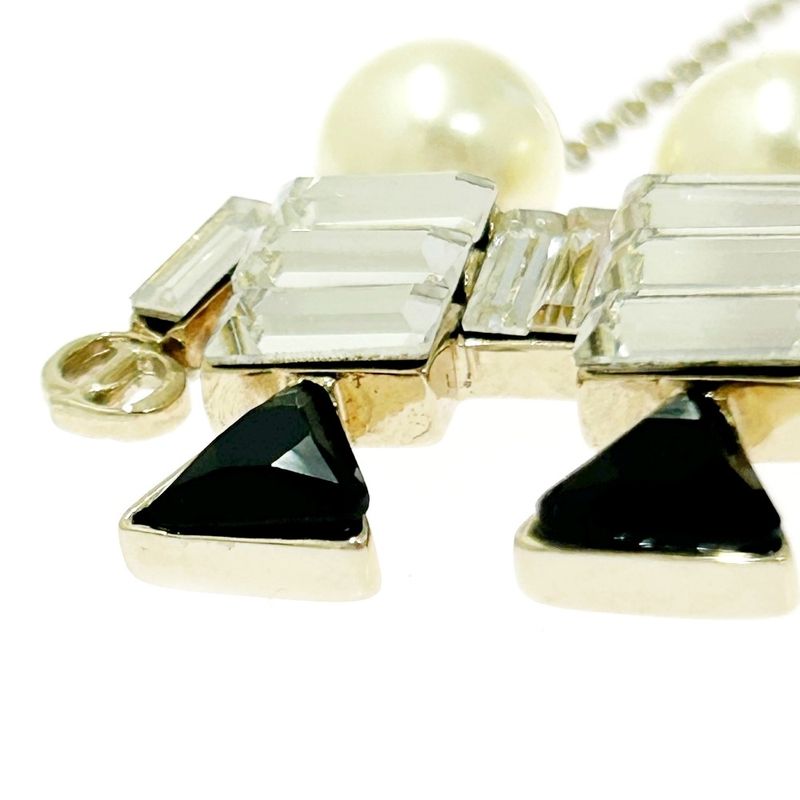 Christian Dior GP Stone Fake Pearl TELL ME DIOR Gemini Necklace Gold 517079