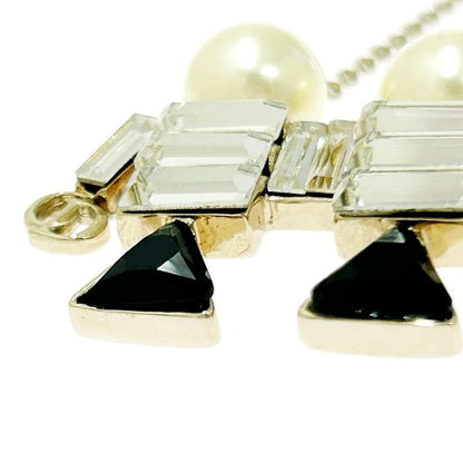 Christian Dior GP Stone Fake Pearl TELL ME DIOR Gemini Necklace Gold 517079